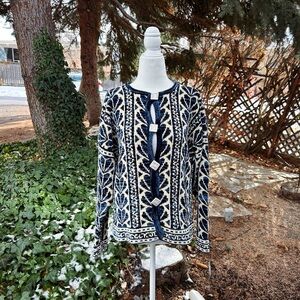 Vintage 1995 Norwegian-Style Knit Jacket with Heavy Tile Buttons